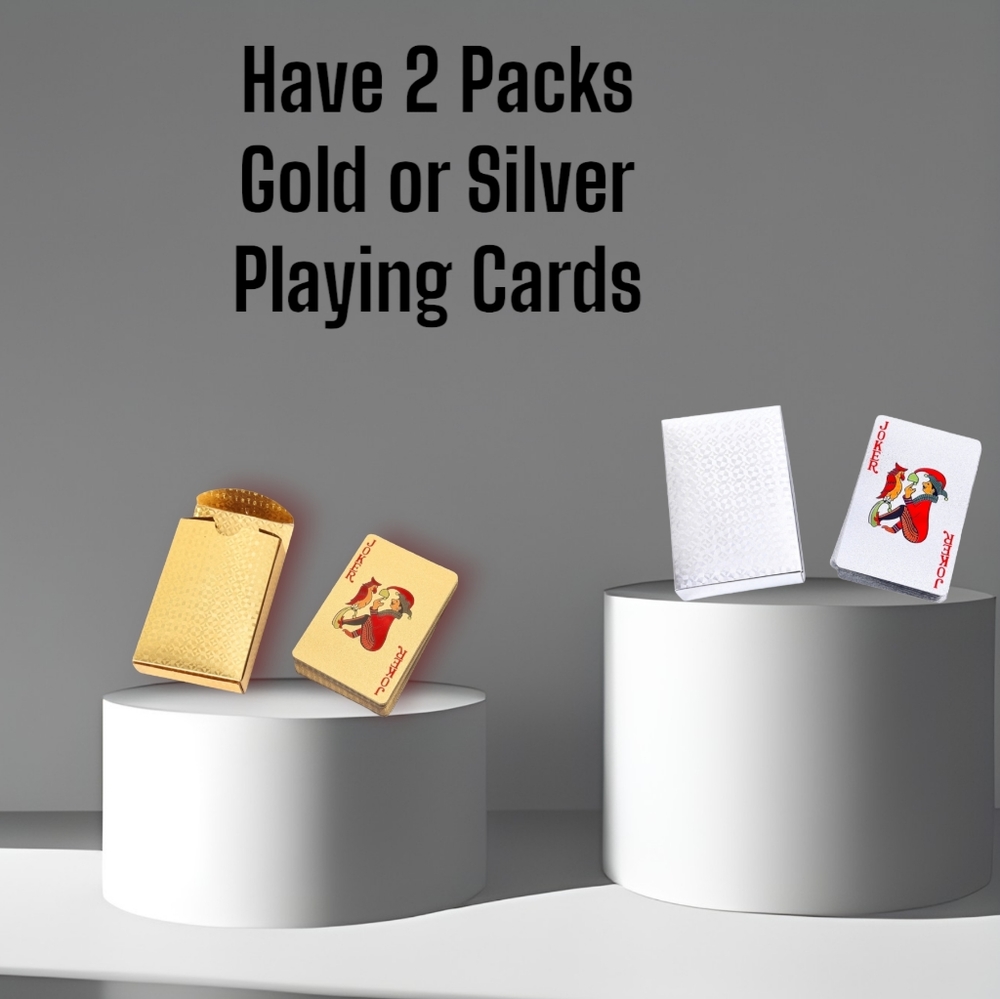 2 Packs Silver Playing Cards